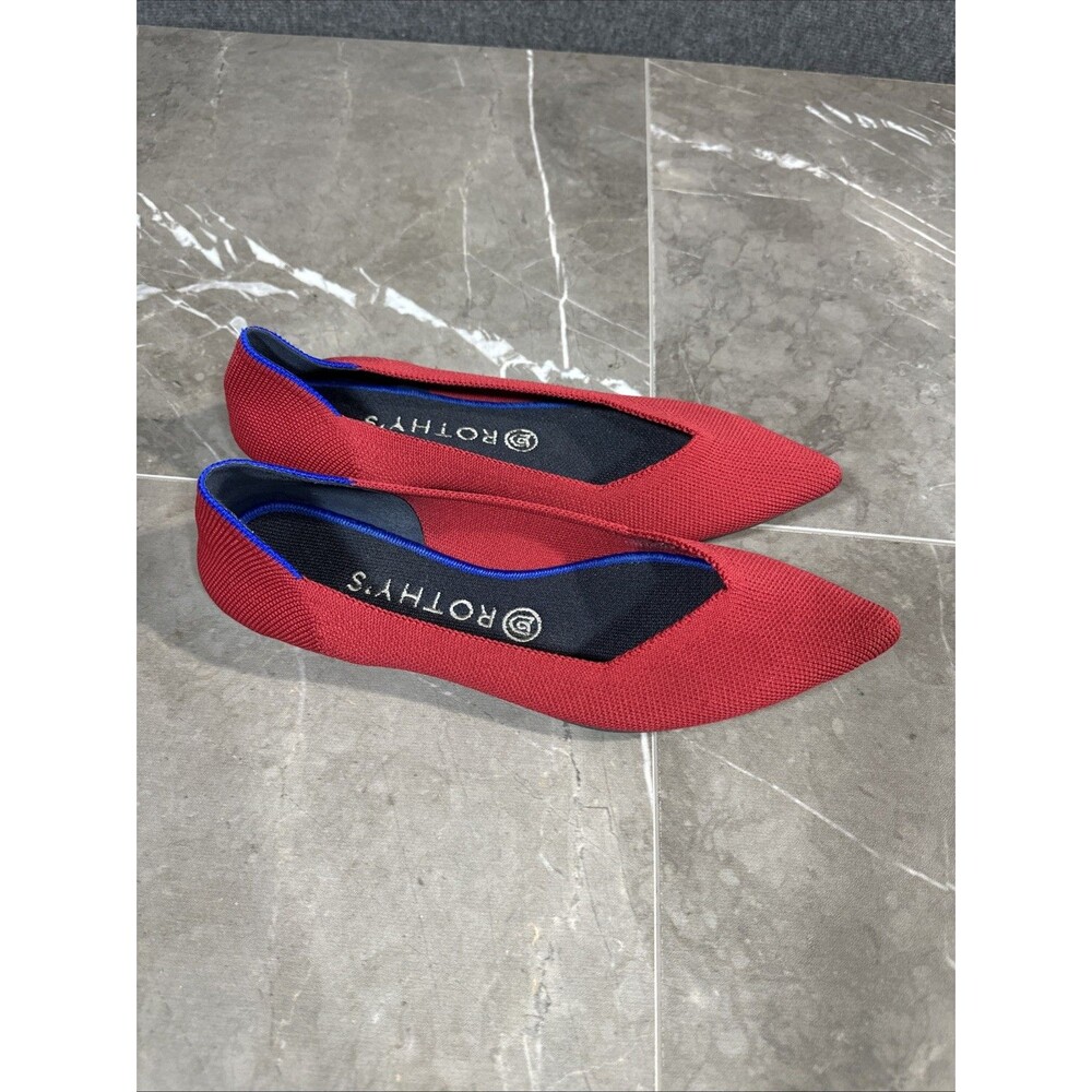 Rothys The Point Ballet Flats 8.5 Red Knit Fabric Casual Comfort Shoes B40